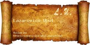 Lazarovics Ubul névjegykártya